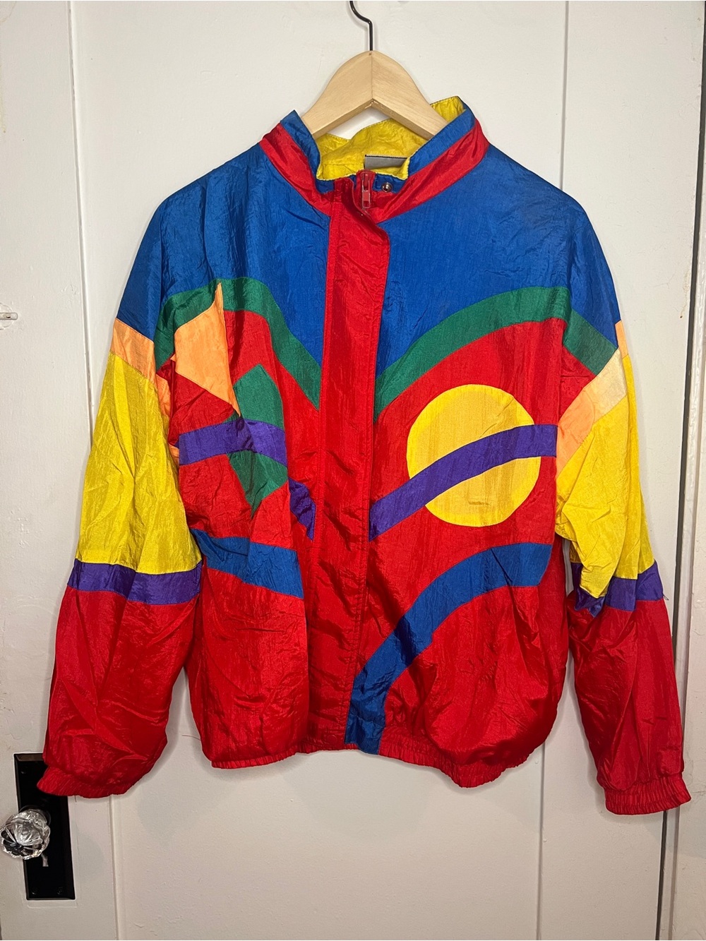 Colorblock Retro Windbreaker Jacket - Multicolor